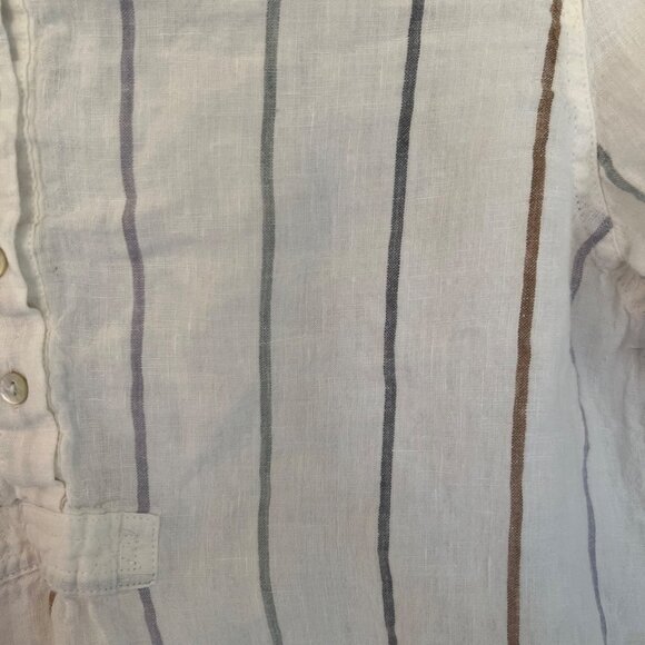 Artisan NY 100% Linen Vertical Stripe Long Sleeve Tunic Size Medium - Picture 3 of 7